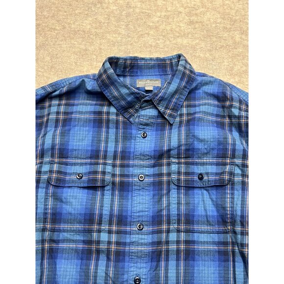 L.L. Bean Bean Signature Slim Fit Blue Plaid Button Down Shirt Large - Picture 2 of 8
